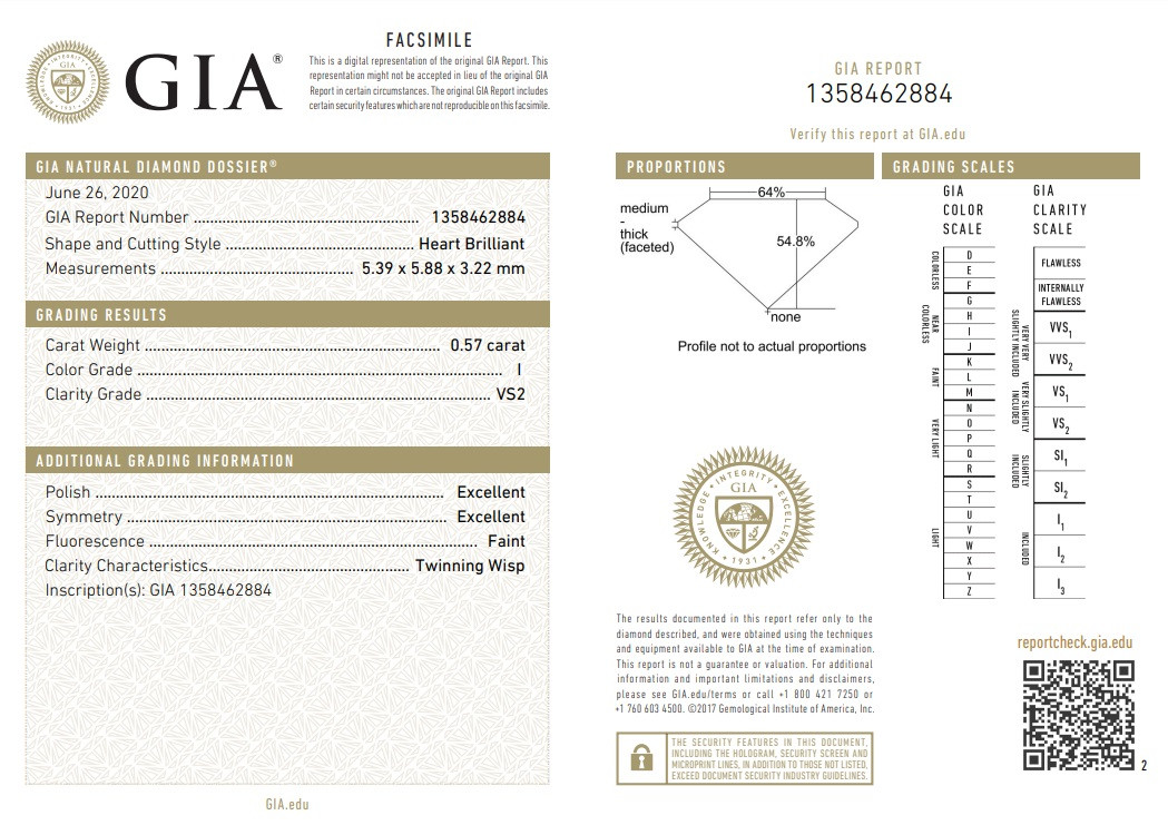 Сертификат GIA, 750 проба, б/з 0,57Ct VS2/I размер 16,5, Золотое кольцо с бриллиантом, огранка Сердце - фото 3 - id-p113819322