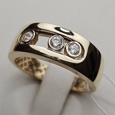 Золотое кольцо 585 проба ж/з 3.86гр размер 17.5 фианиты