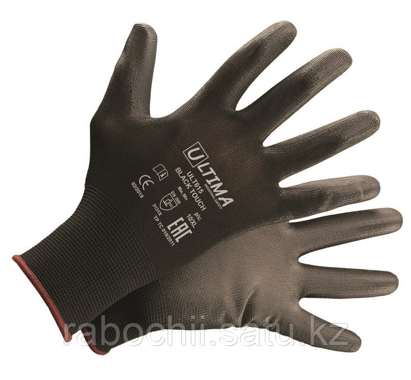 Перчатки BLACK TOUCH нейлоновые с полиуретановым покрытием черный ULT615 - фото 1 - id-p113825922