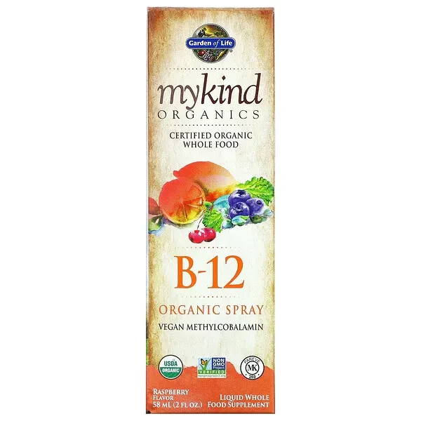 Органический спрей с витамином B12, со вкусом малины, 58 мл, Garden of Life, MyKind Organics - фото 1 - id-p113826554