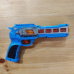Детский Игрушечный пластиковый пистолет "Space Marines". Лазерный + музыка. Цвет - синий.