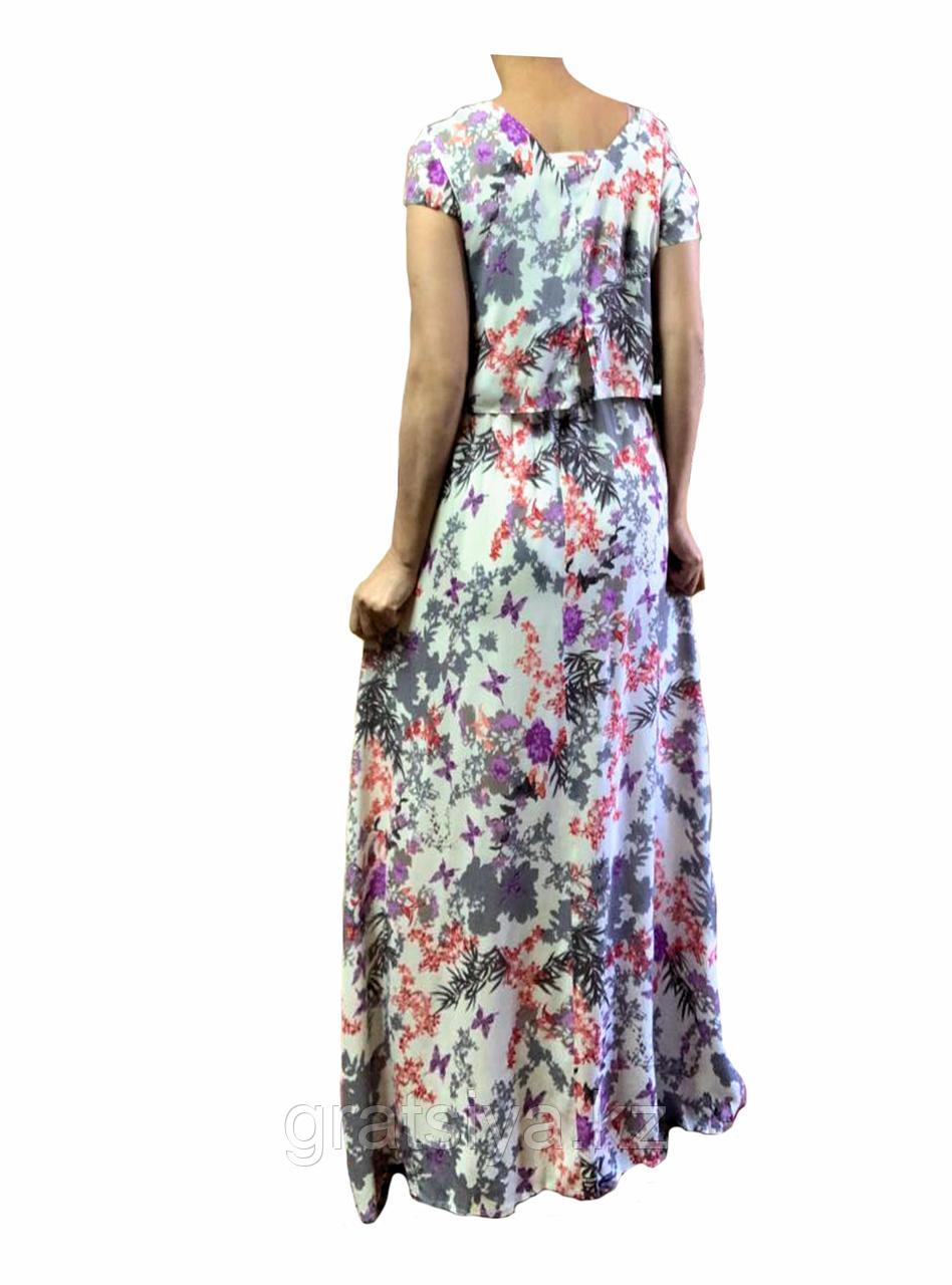 Женское Длинное в Пол Летнее Платье с имитацией Топа с Карманами - фото 4 - id-p98935947