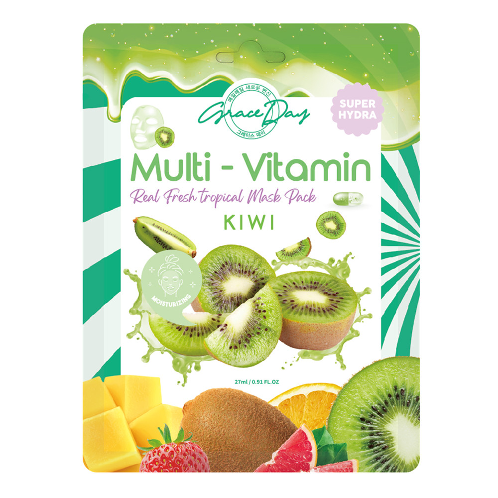 Тканевая маска для лица Grace Day Multivitamin KIWI Mask Pack с экстрактом Киви 27 мл