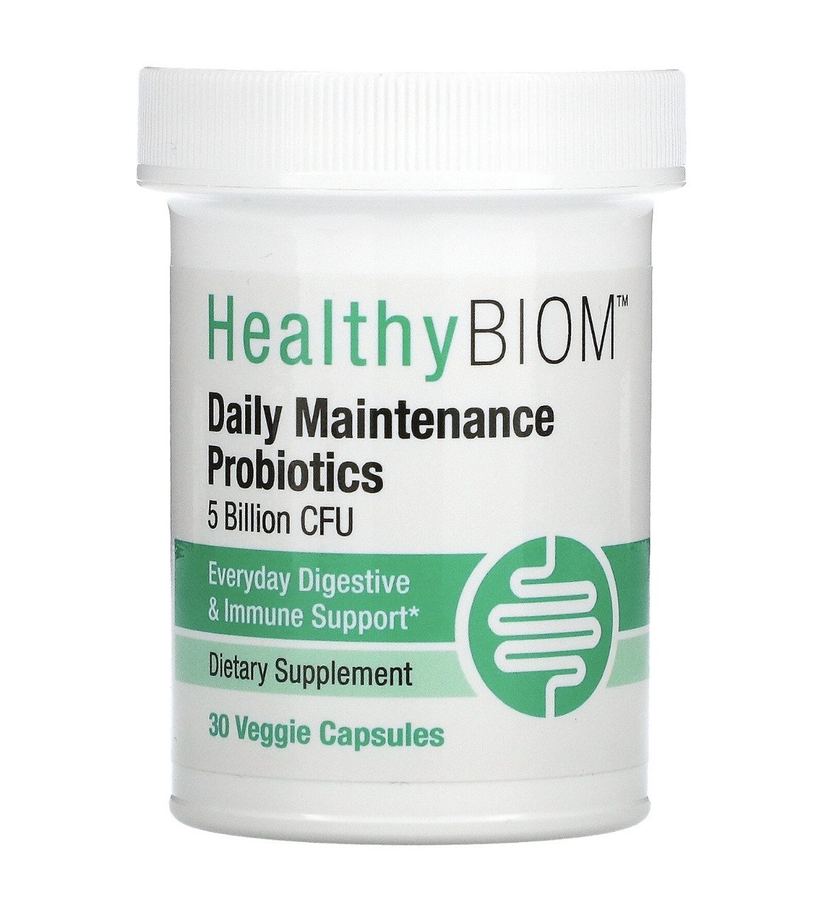 Healthybiom daily maintenance probiotics 5млрд, 30 растительных капсул - фото 1 - id-p113829559