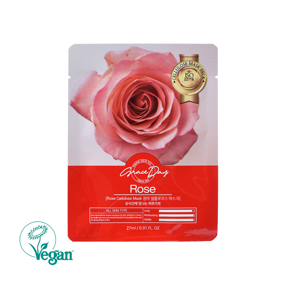 Тканевая маска для лица GRACEDAY ROSE CELLULOSE MASK Роза 27 мл