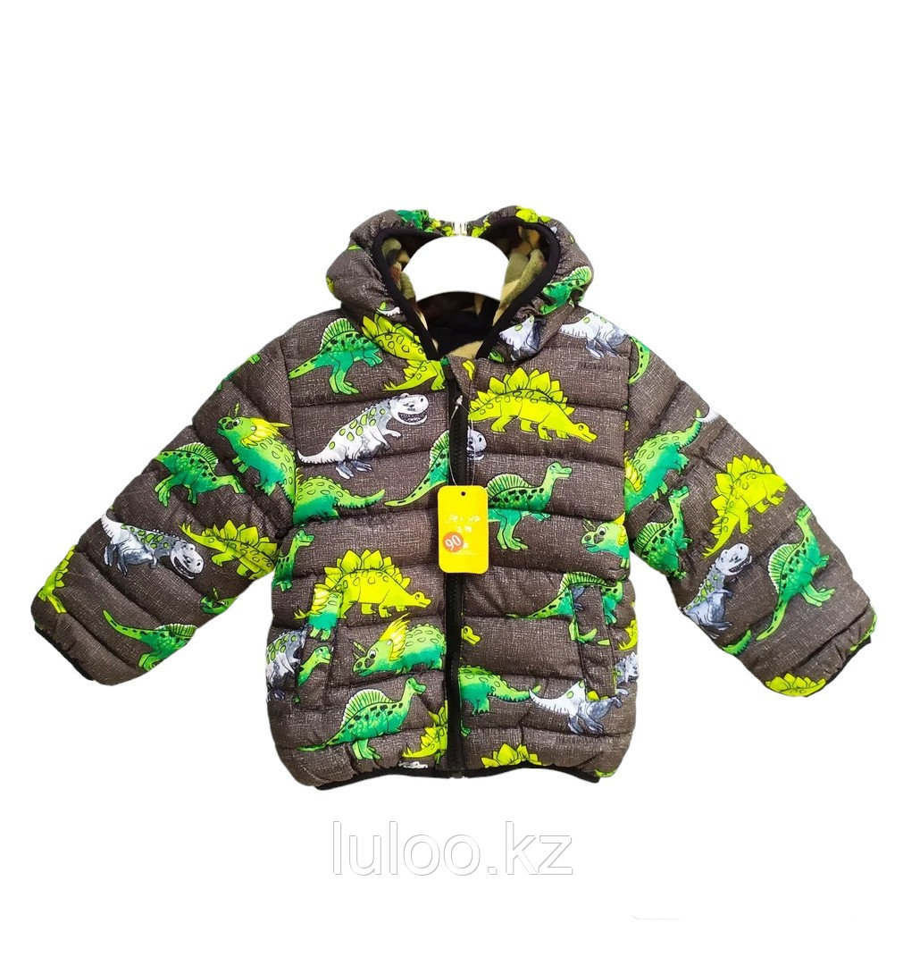 Куртка осенняя с Динозаврами для мальчиков от 2 до 7 лет, серый.