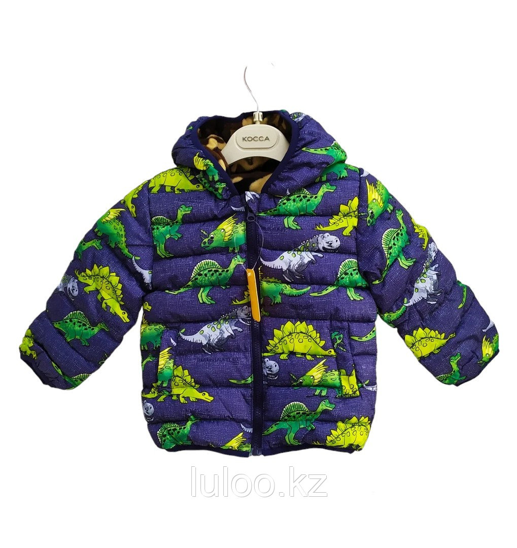 Куртка осенняя с Динозаврами для мальчиков от 2 до 7 лет, синий.