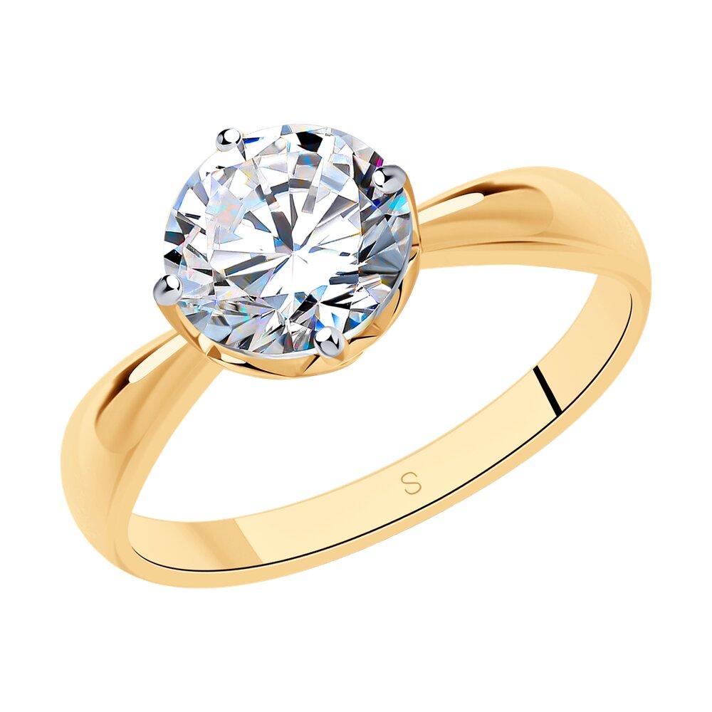 Кольцо из золочёного серебра со Swarovski Zirconia  89010098 позолота