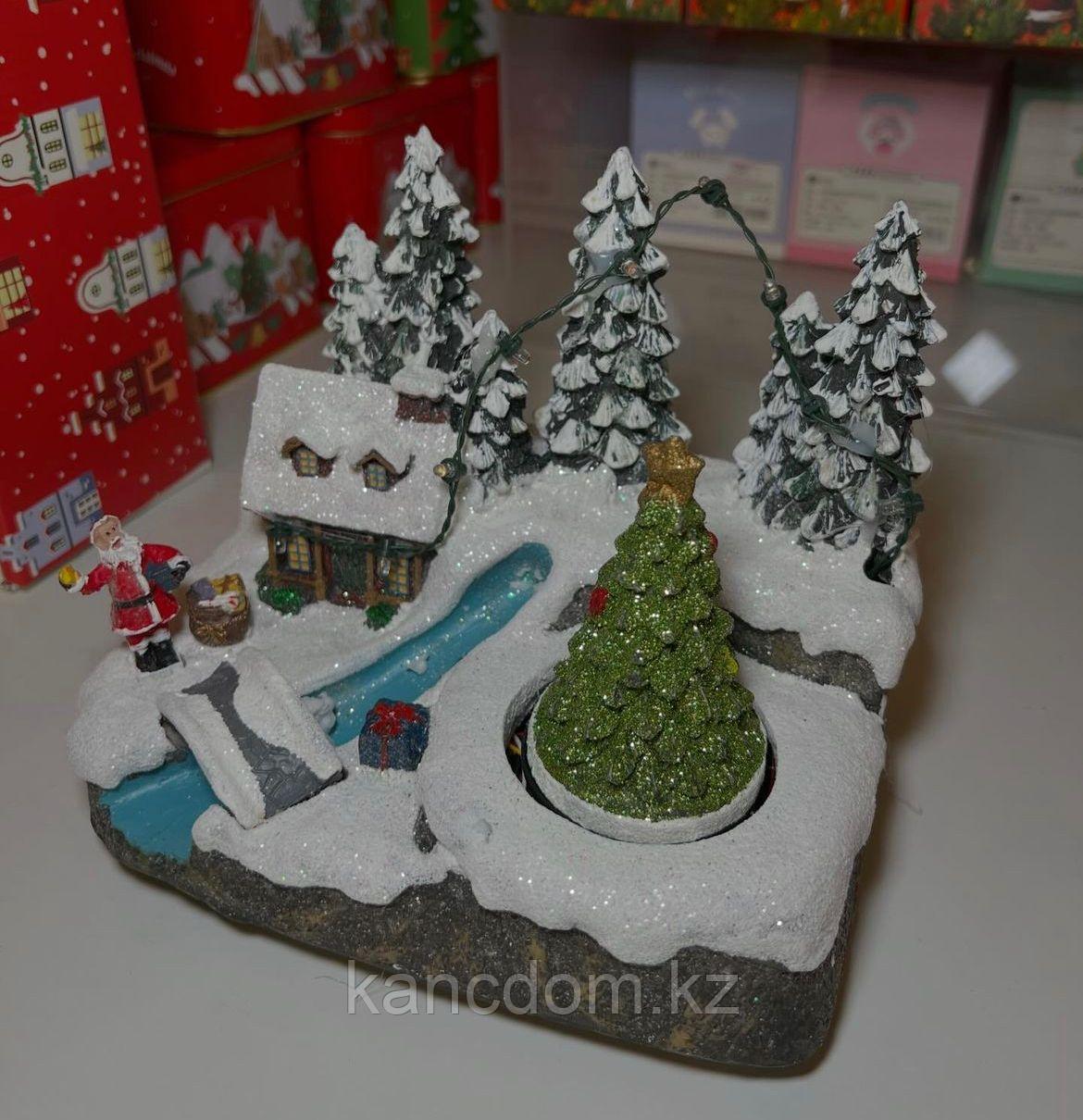 Новогодний сувенир "Снежный лес", 19см*15*13см, с подсветкой
