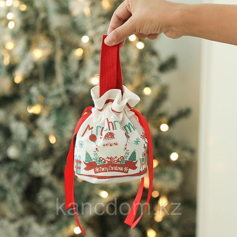 Пакет Мешок подарочный "Merry Christmas" красный 11,5*11,5см - фото 1 - id-p113831969