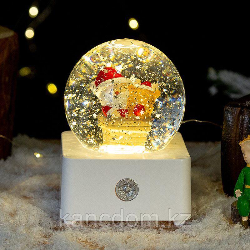 Новогодний сувенир "Снежный шар Санты", 12см*8см, с подсветкой XFH-S001 - фото 1 - id-p113831986