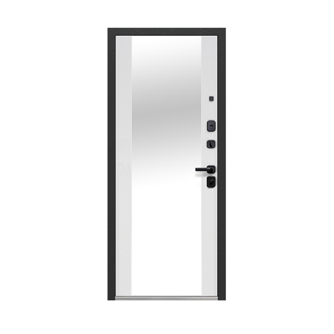 Входная дверь STR МХ-61Z 2050*960 левая (эмалит белый/кварц черный+дуб коньяк с вековыми кольцами) - фото 3 - id-p113832696