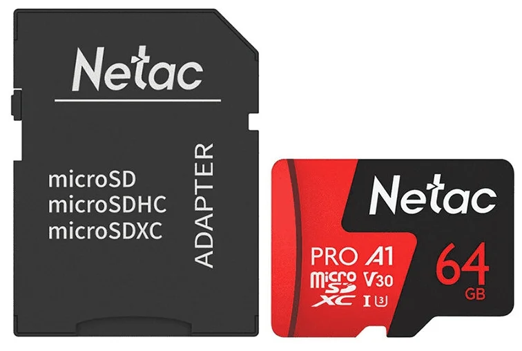 64 ГБ Карта памяти Netac P500 Extreme Pro microSDXC (NT02P500PRO-064G-R) + адаптер черный - фото 1 - id-p113824701