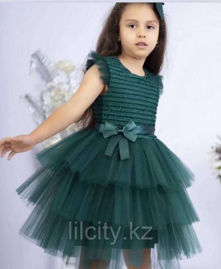 Платье бальное зеленое на девочку с 5-ти до 8-ми лет - фото 1 - id-p113835831