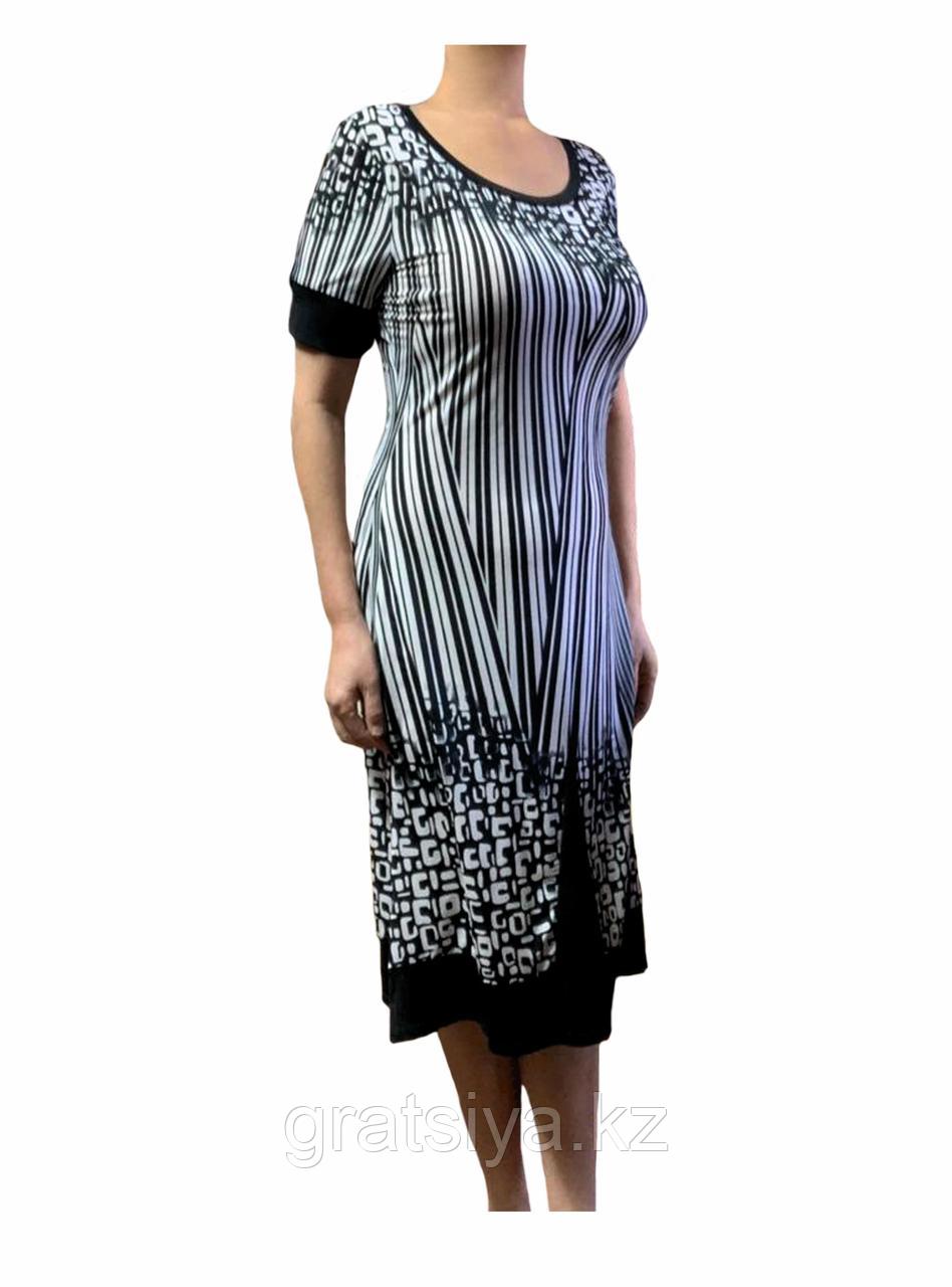 Повседневное Летнее Платье с Вертикальными Линиями Полуоблегающее - фото 3 - id-p102335391