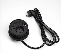 Shelbi STV-MIX-B Настольный розеточный блок, 1 розетки 220В, 1 USB, 2 Type-C, 1 RJ45, 1 HDMI, чёрны