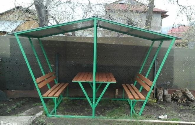Беседка с двумя скамейками и со столом - ПРОМТЕХ