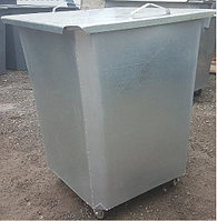 Оцинкованный нержавеющий мусорный контейнер 0,75 куб (с крышкой на колесах)