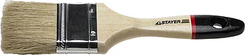 STAYER UNIVERSAL-EURO 75 мм, 3″ светлая натуральная щетина, деревянная ручка, Плоская кисть (0102-075)