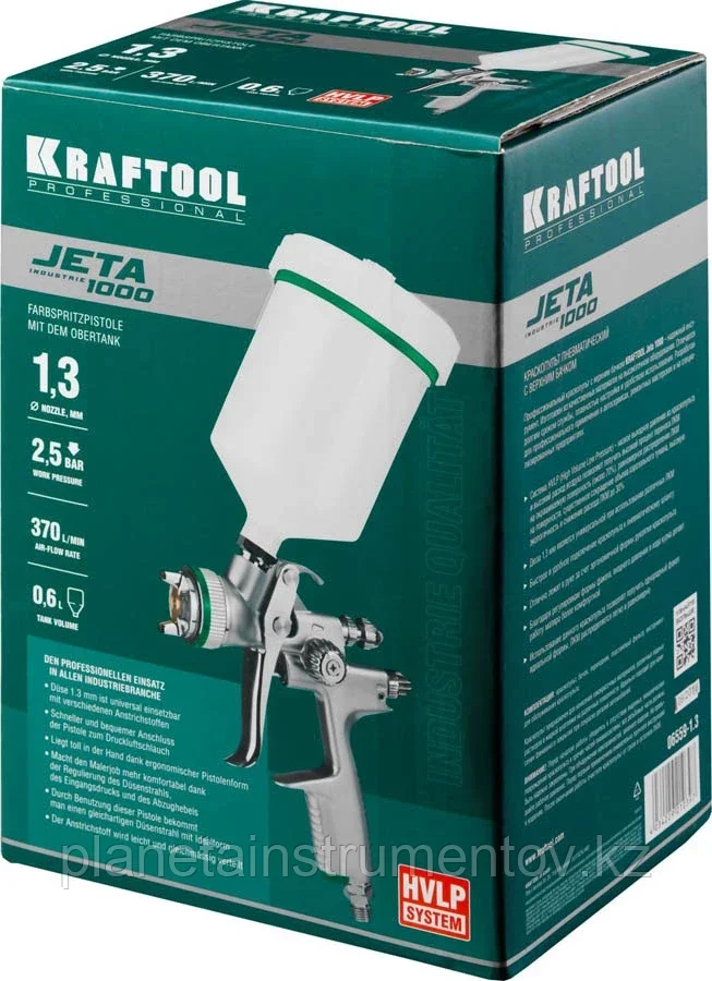 KRAFTOOL JETA 1000, HVLP 1.3 мм, Пневматический краскопульт с верхним бачком (06559-1.3) - фото 6 - id-p113284879