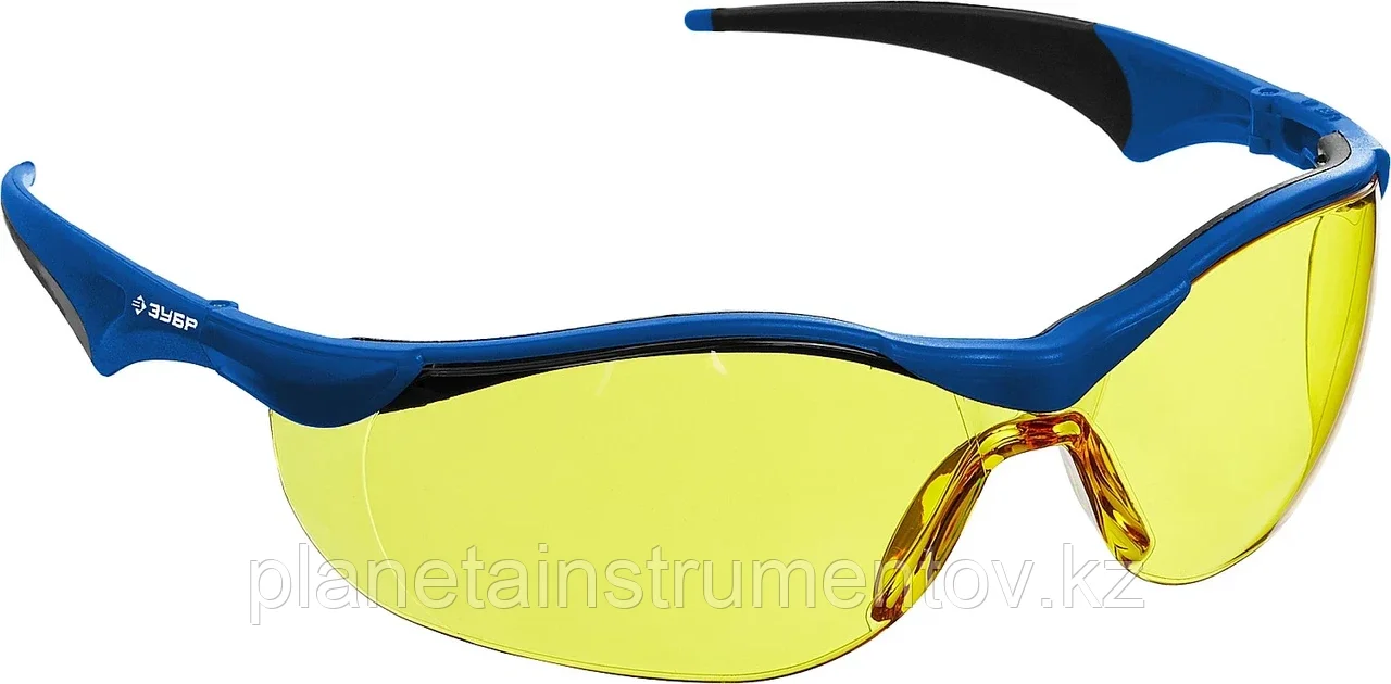 ЗУБР ПРОГРЕСС жёлтые, открытого типа, линза устойчива к царапинам и запотеванию, защитные очки (110321)