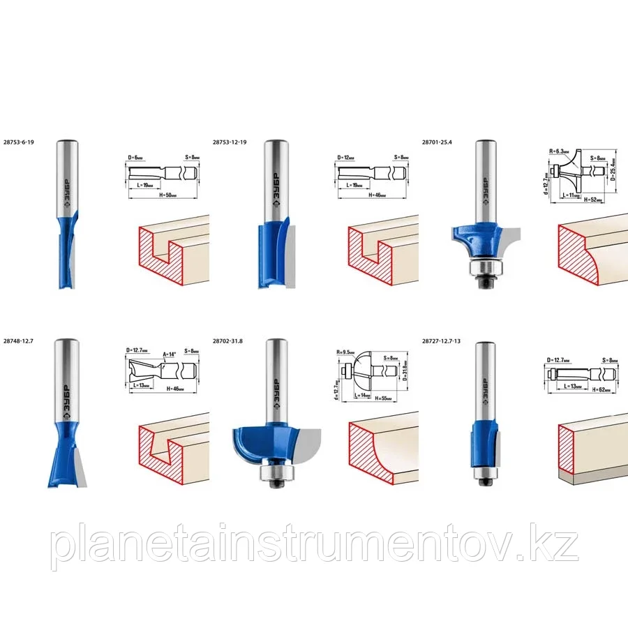 ЗУБР 6шт, набор профильных фрез по дереву - фото 5 - id-p113286803