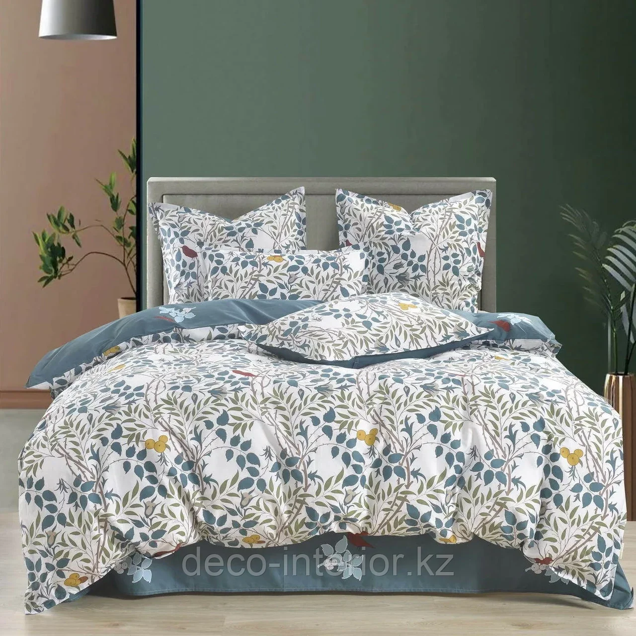 Полуторный комплект постельного белья из хлопка с крупным принтом цветов. - фото 9 - id-p105443218