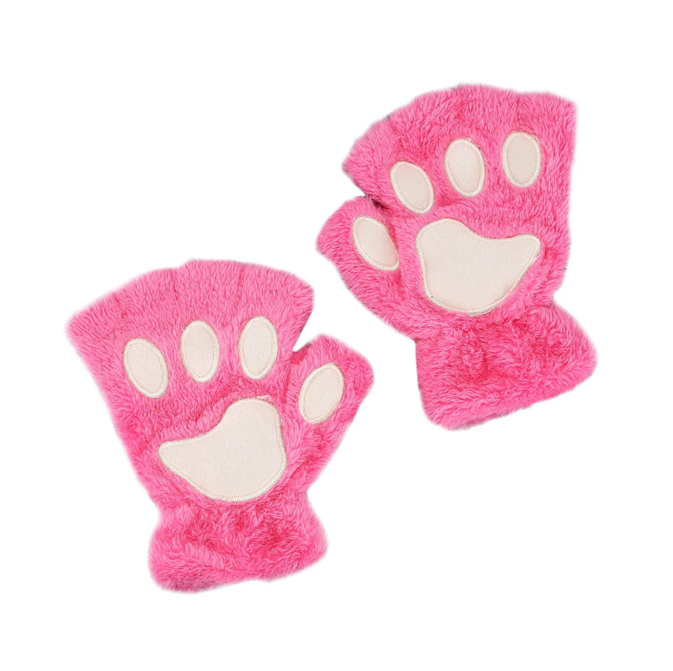 Перчатки митенки кошачьи лапки темно-розовые - фото 2 - id-p113846341