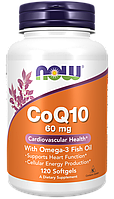 CoQ10 with Omega-3 60 mg, 120 softgels, NOW