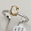 Золотое кольцо 17р 750 пробы с бриллиантами, Овал 0,81Ct VS1/FIY, 0.15Ct VVS2/H, фото 2