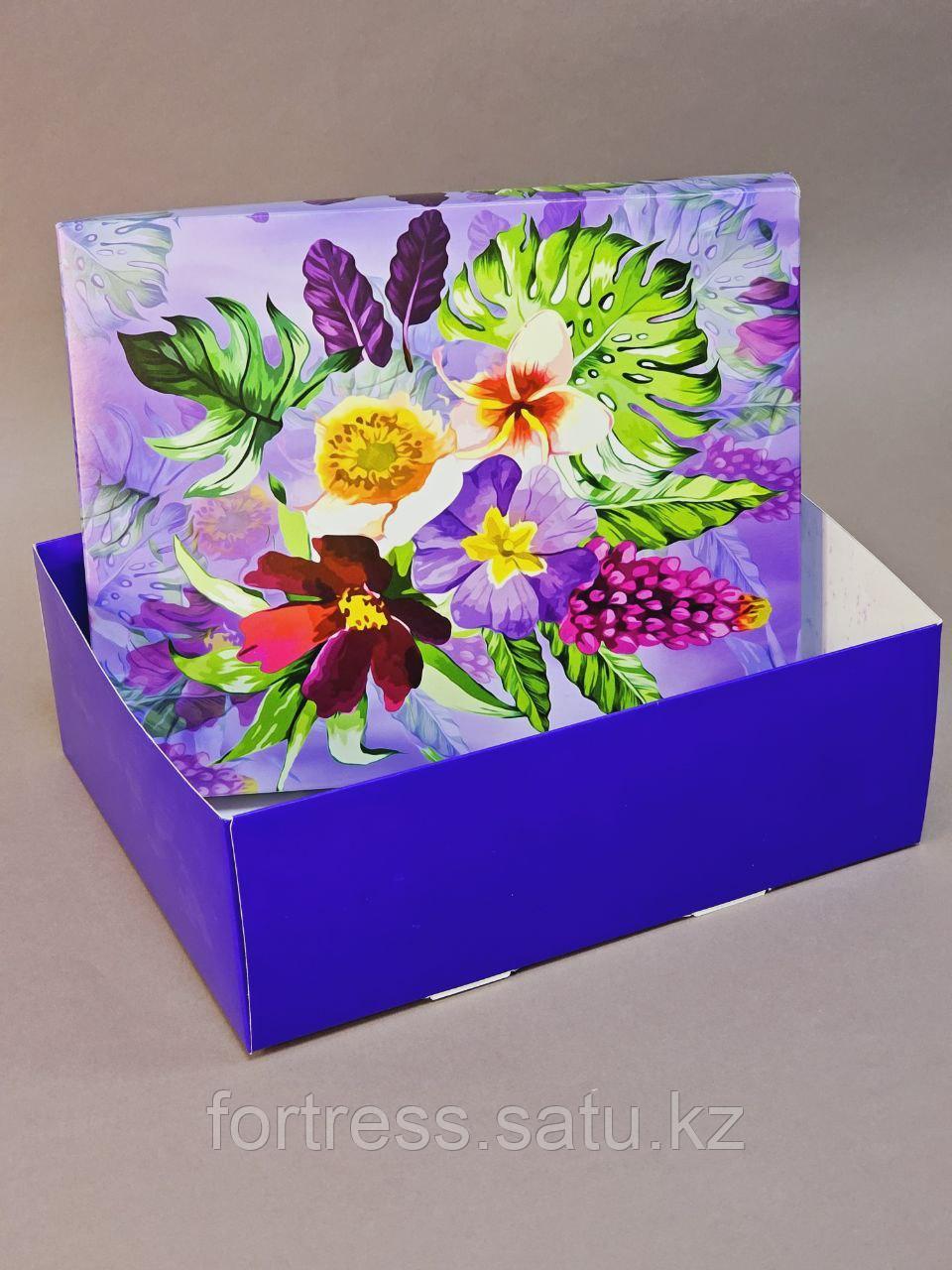 Коробка 25*20*9см крышка+дно цветы - фото 2 - id-p72847129