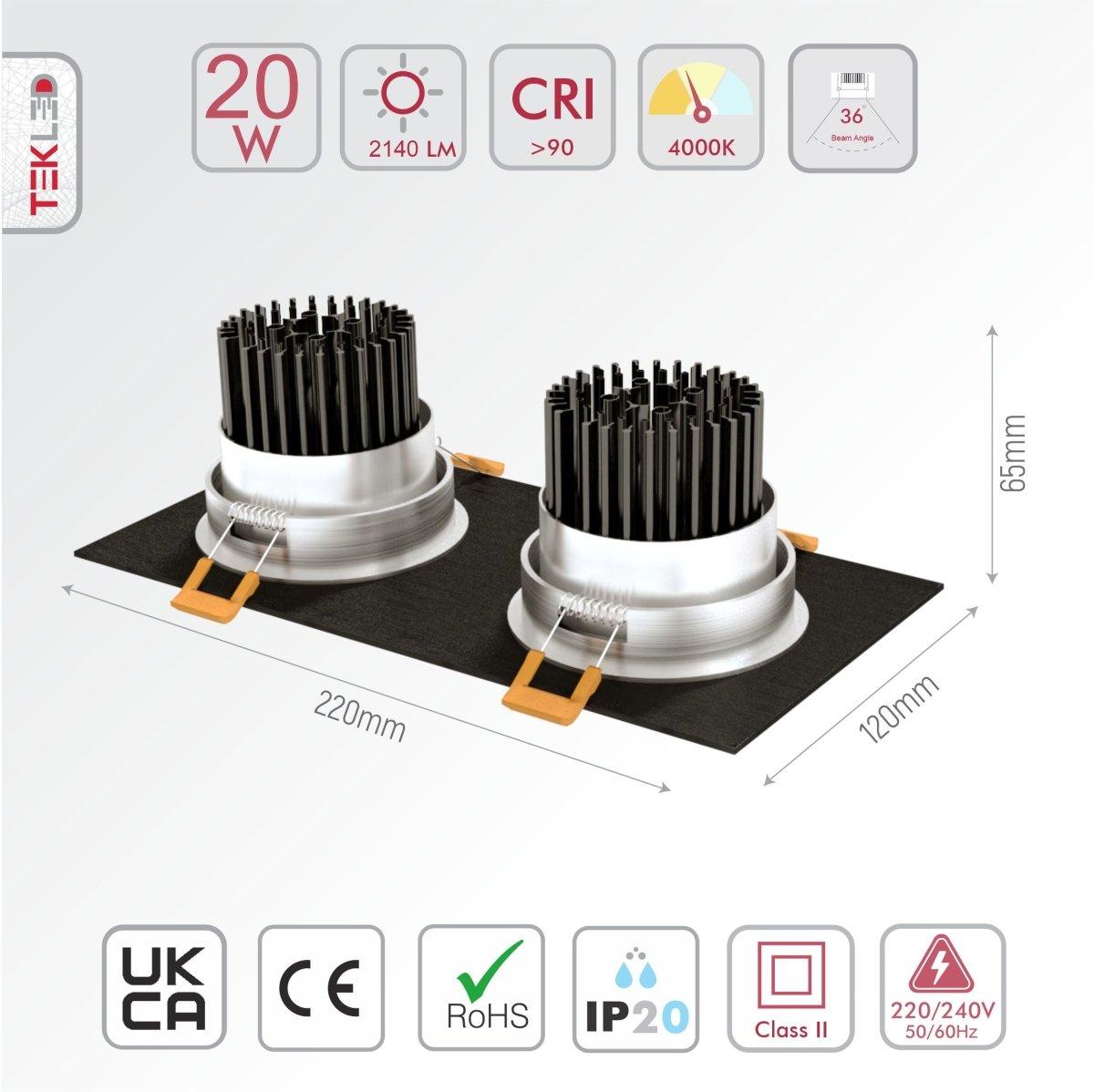 Свет-к LED OC003B 2х10W 4000K BLACK UK IP20