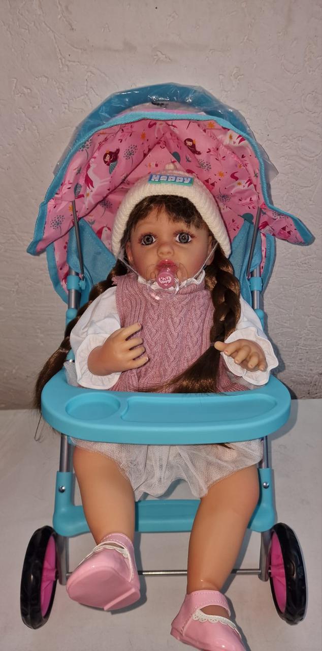 Кукла реборн Baby Born говорящая в платье пудра свитер 55 см аксессуары в комплекте, руки и ноги подвижные