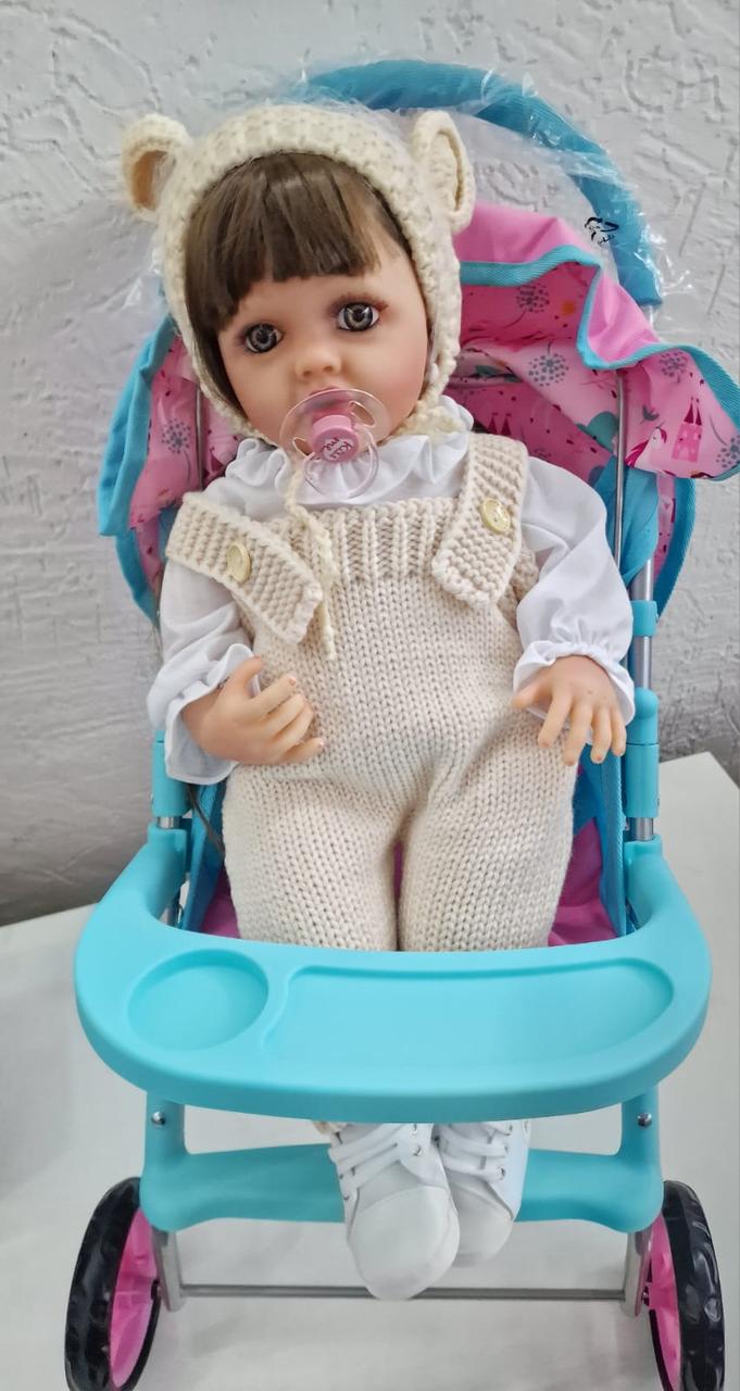 Кукла реборн Baby Born говорящая в бежевом слипе,темные волосы, аксессуары в комплекте, руки и ноги подвижные