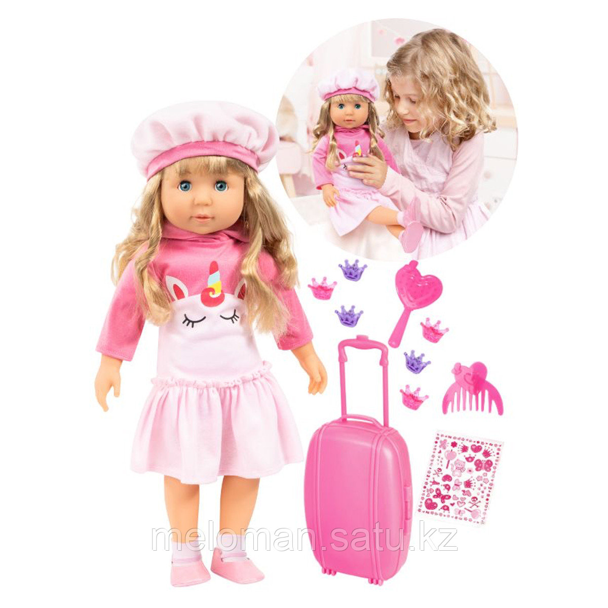 Bayer Dolls: Кукла Шарлин в костюме с единорогом, 40 см, со звук.эффектом - фото 1 - id-p113871915