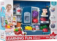 Игровой набор -Игрушечный холодильник синий,кулер, овощи и фрукты