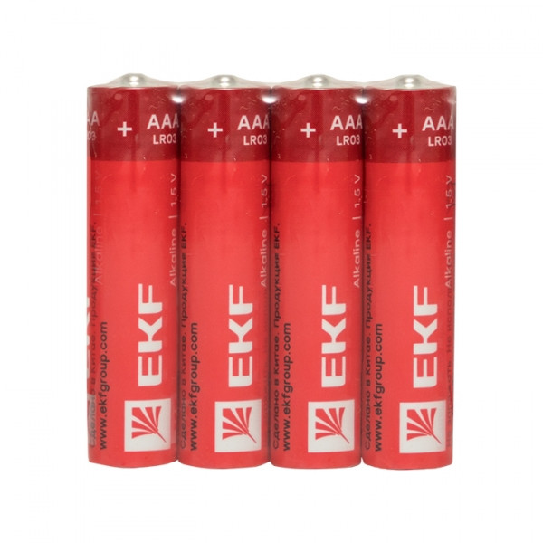 Алкалиновая батарейка типа ААА(LR03) шринк 4шт. EKF - фото 1 - id-p113889004