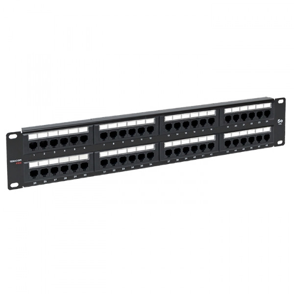 Патч-панель TERACOM PRO 19'' Cat.5E 2U неэкранированная UTP 48 портов RJ-45 Dual IDC - фото 1 - id-p113887147