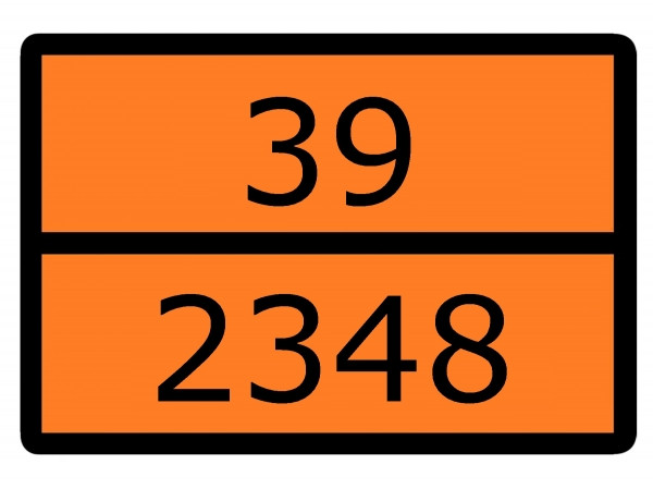 Знак для маркировки опасных грузов "Номер ООН 39/2348" ГОСТ Р 52290-2004 300х400 мм, пленка самоклеящаяся ГОСТ - фото 1 - id-p113890509