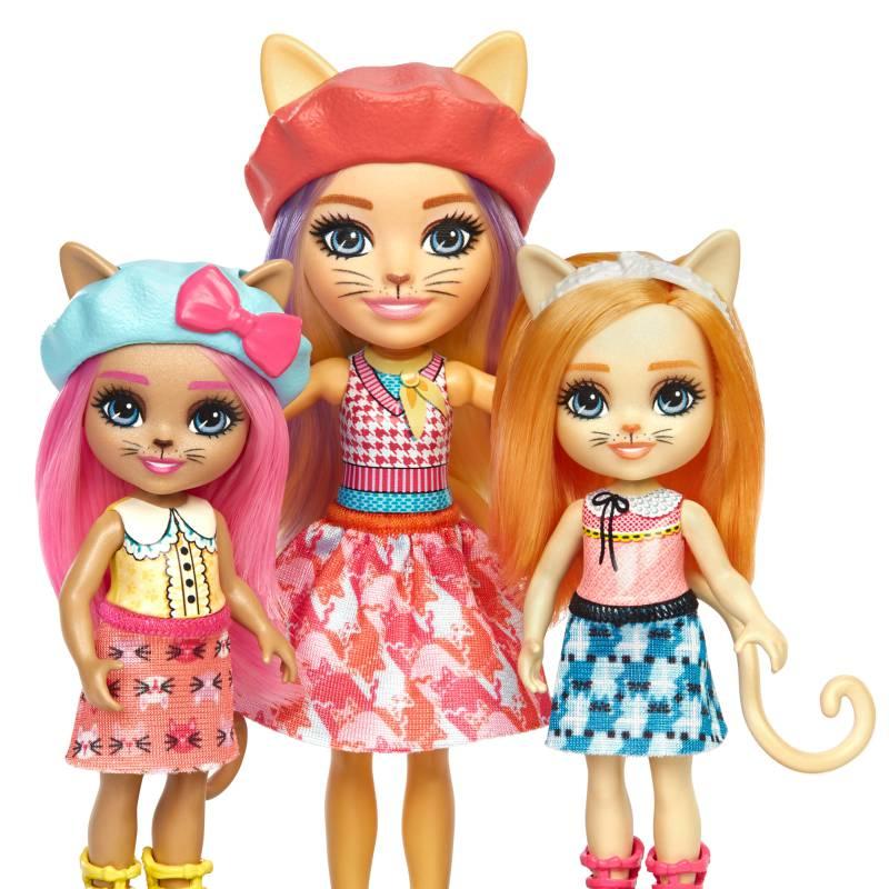 Enchantimals Family Callista Cat Набор кошек куклы + животные Mattel,семейство кошек Кармел
