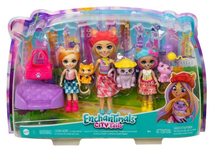 Enchantimals Family Callista Cat Набор кошек куклы + животные Mattel,семейство кошек Кармел