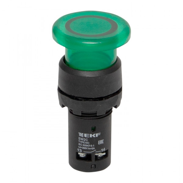 Кнопка SW2C-MD зеленая с подсветкой NO EKF PROxima - фото 1 - id-p113885853