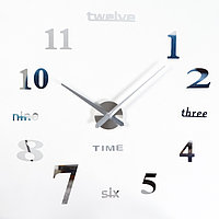 Часы-наклейка, серия: DIY, "Клермонт", плавный ход, d-120 см, 1 АА, серебро