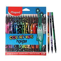 Түрлі-түсті қарындаштар 24 түсті MAPED Color'Peps Black Monster, пластик