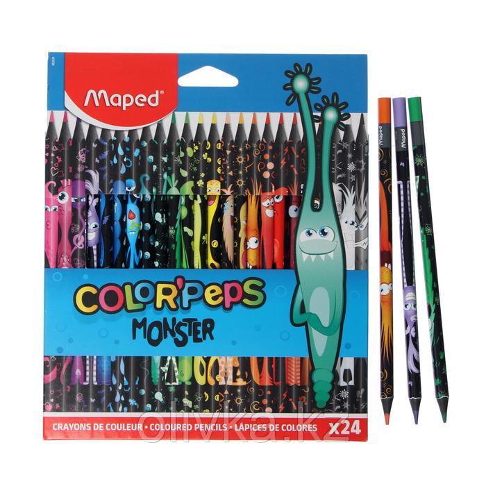 Цветные карандаши 24 цвета MAPED Color'Peps Black Monster, пластиковые - фото 1 - id-p113949320