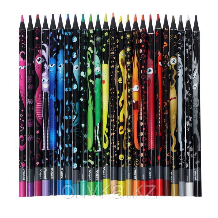 Цветные карандаши 24 цвета MAPED Color'Peps Black Monster, пластиковые - фото 2 - id-p113949320