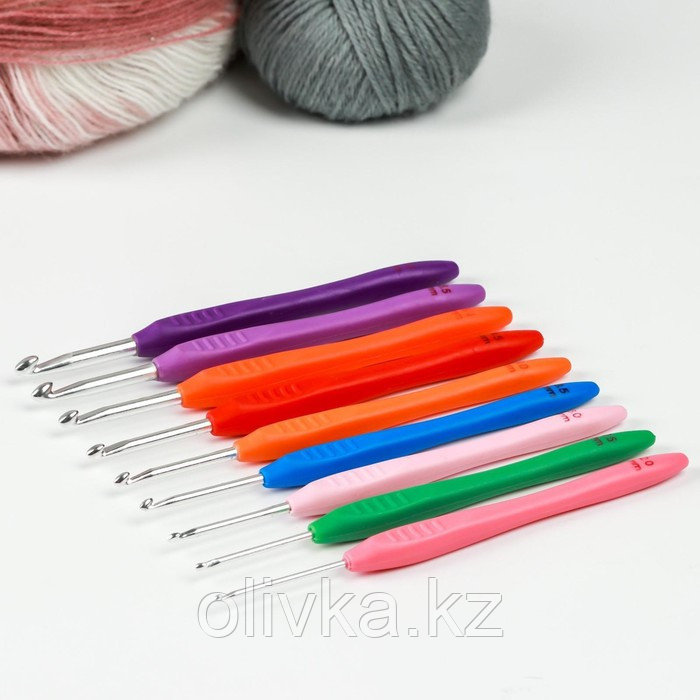 Набор крючков для вязания, d = 2-6 мм, 16 см, 9 шт, цвет разноцветный - фото 1 - id-p113946963