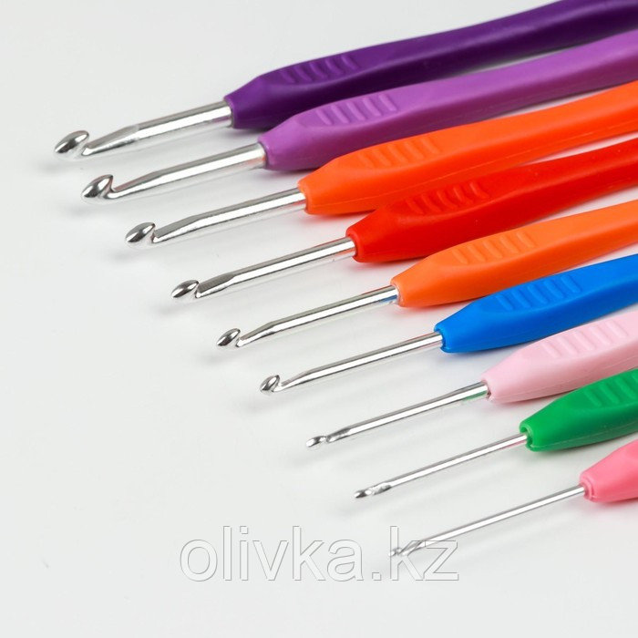 Набор крючков для вязания, d = 2-6 мм, 16 см, 9 шт, цвет разноцветный - фото 2 - id-p113946963