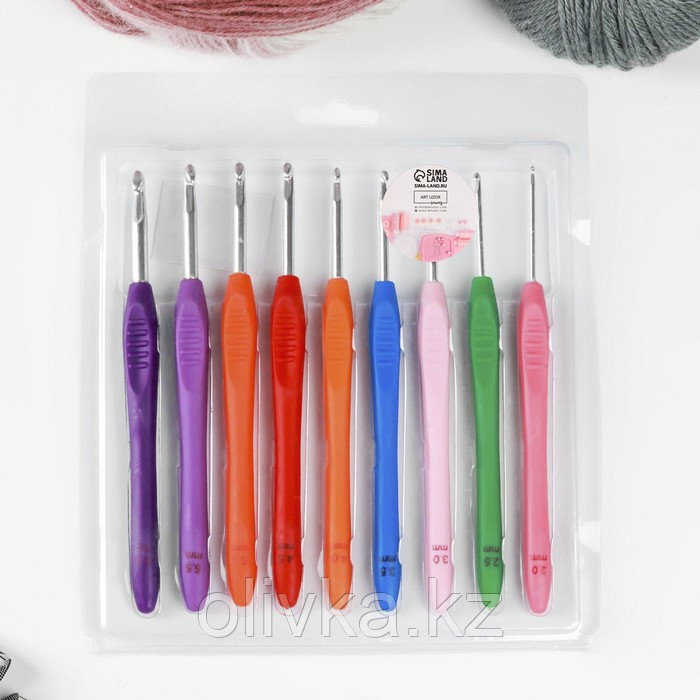 Набор крючков для вязания, d = 2-6 мм, 16 см, 9 шт, цвет разноцветный - фото 4 - id-p113946963