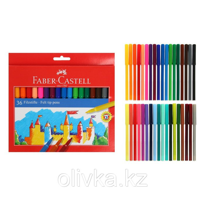 Фломастеры 36 цветов, Faber-Castell "Замок" в картонной коробке - фото 1 - id-p113946397